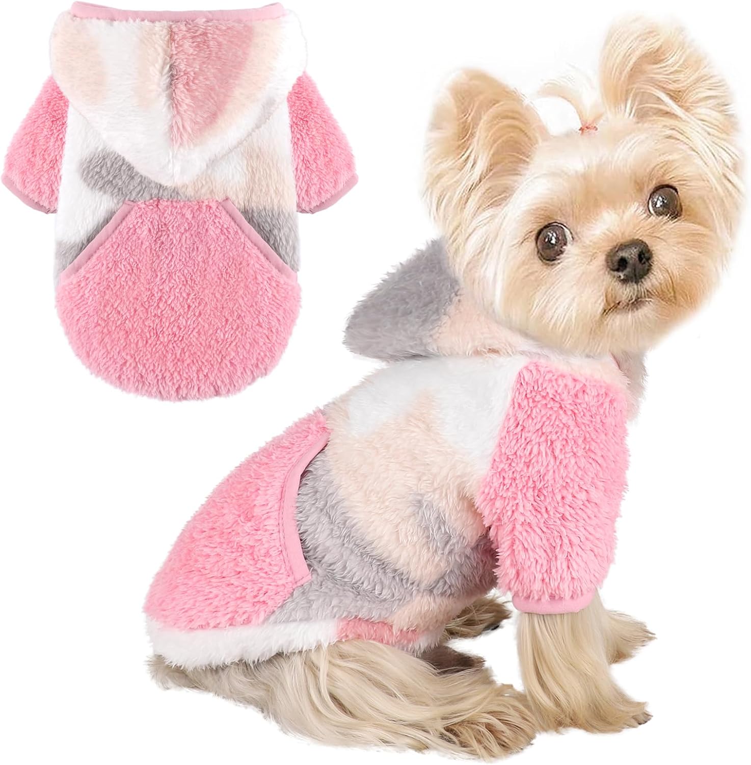 Dog Sweater Dog Winter Clothes for Small Dogs Boy Girl Pet Hoodies Puppy Cold Weather Coats Fall Doggie Sweatshirt for Chihuahua Yorkie Cat Sweater Costumes, Camo Pink, XS