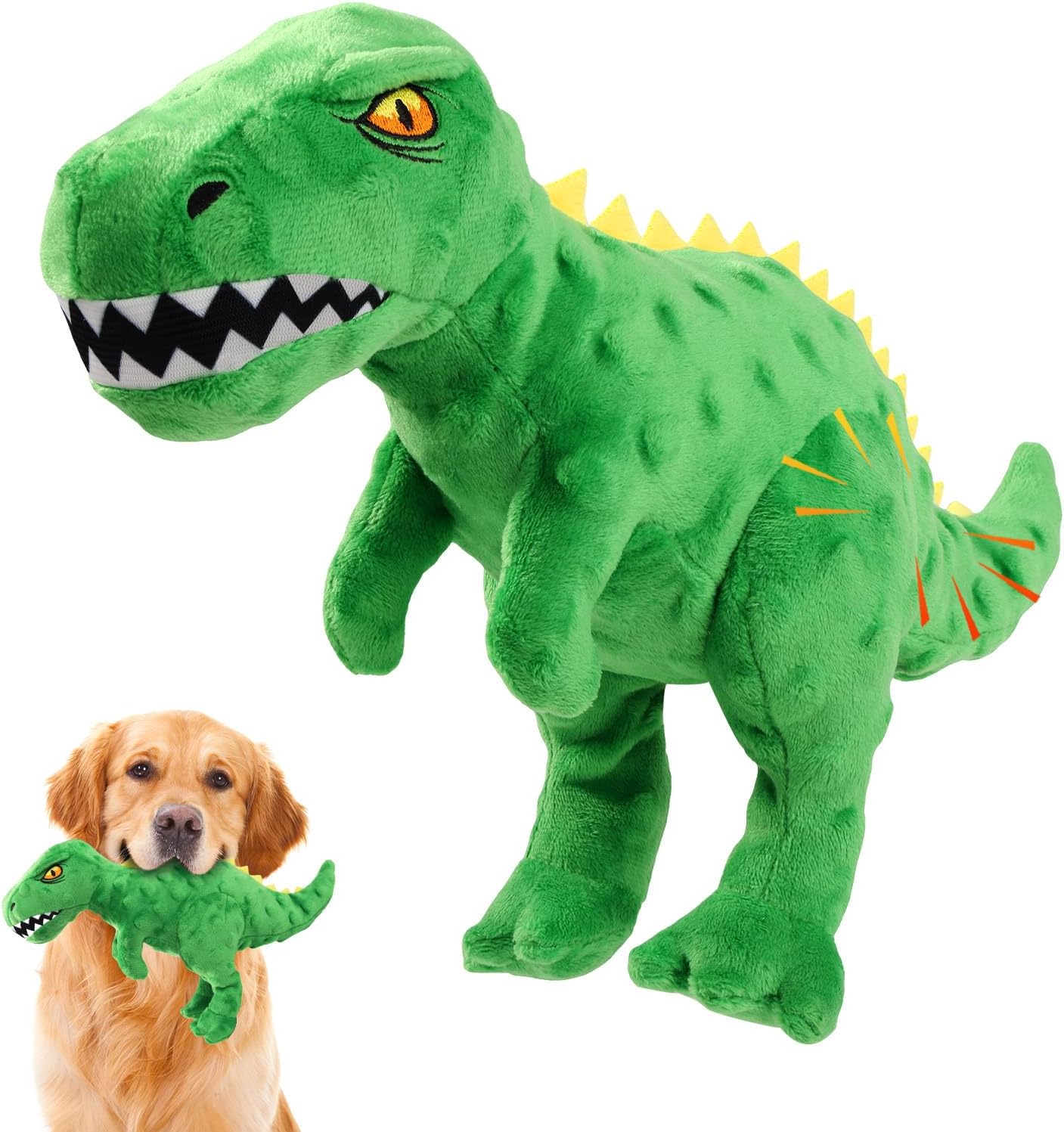 Dog Toys Cute Dinosaur Plush Toy for Large Dogs – Squeaky Interactive Stuffed Dog Chew Toy for Puppies, Pet Toys for Small to Large Breeds
