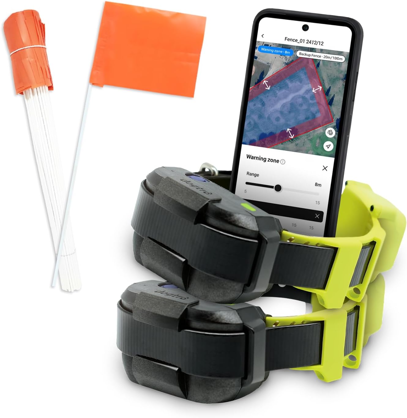 Dogtra GPS Dog Fence X2 & Training Flags Bundle | No Subscription, Wireless Custom Fence with App, Neon Orange Markers, Tone/Vibration/Correction, Waterproof Rechargeable Collar for Dogs 15lbs+