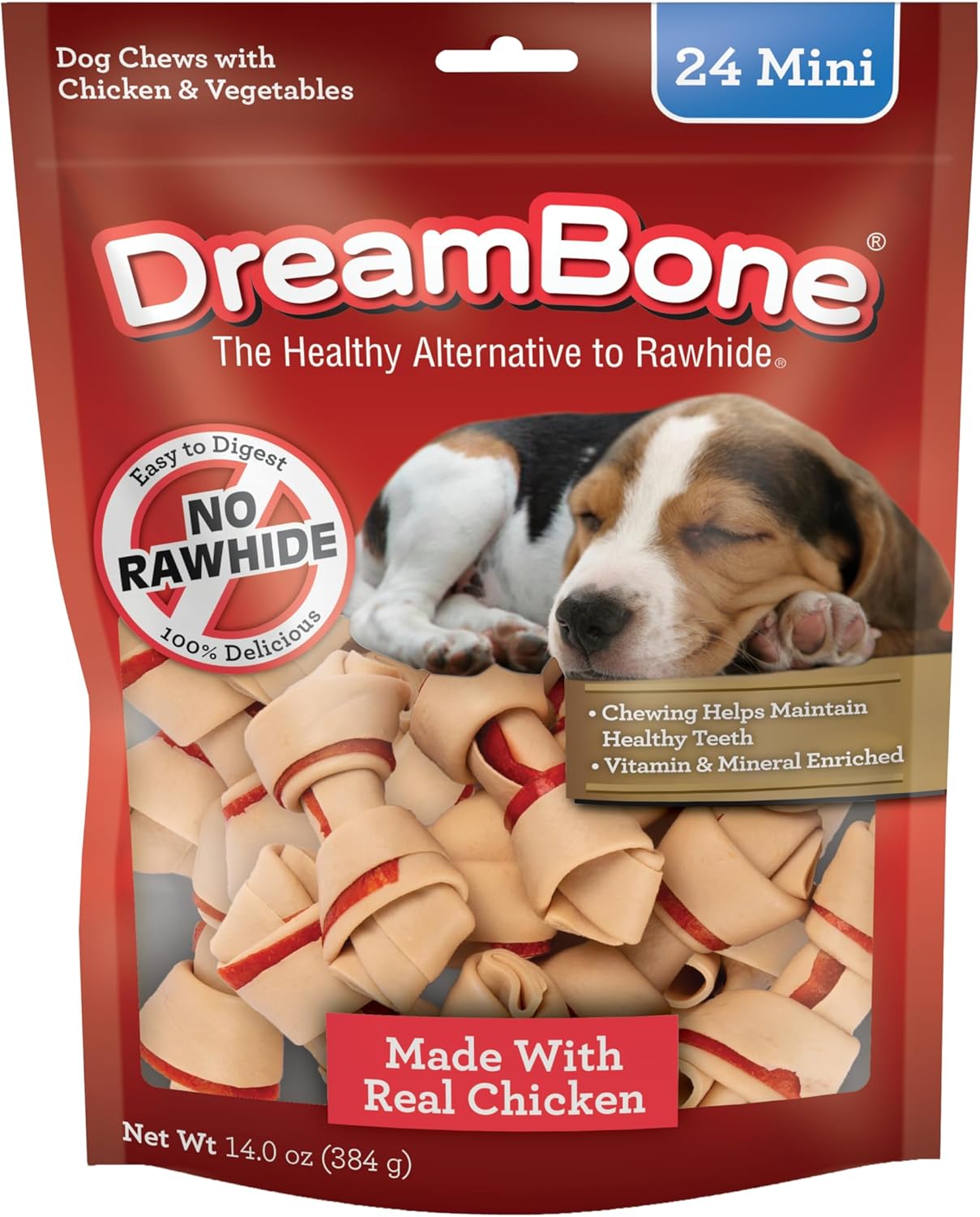 DreamBone Mini Chews for Dogs, Treat Your Dog to Easy-to-Digest Rawhide-Free Chews Made With Real Chicken, 24 Count