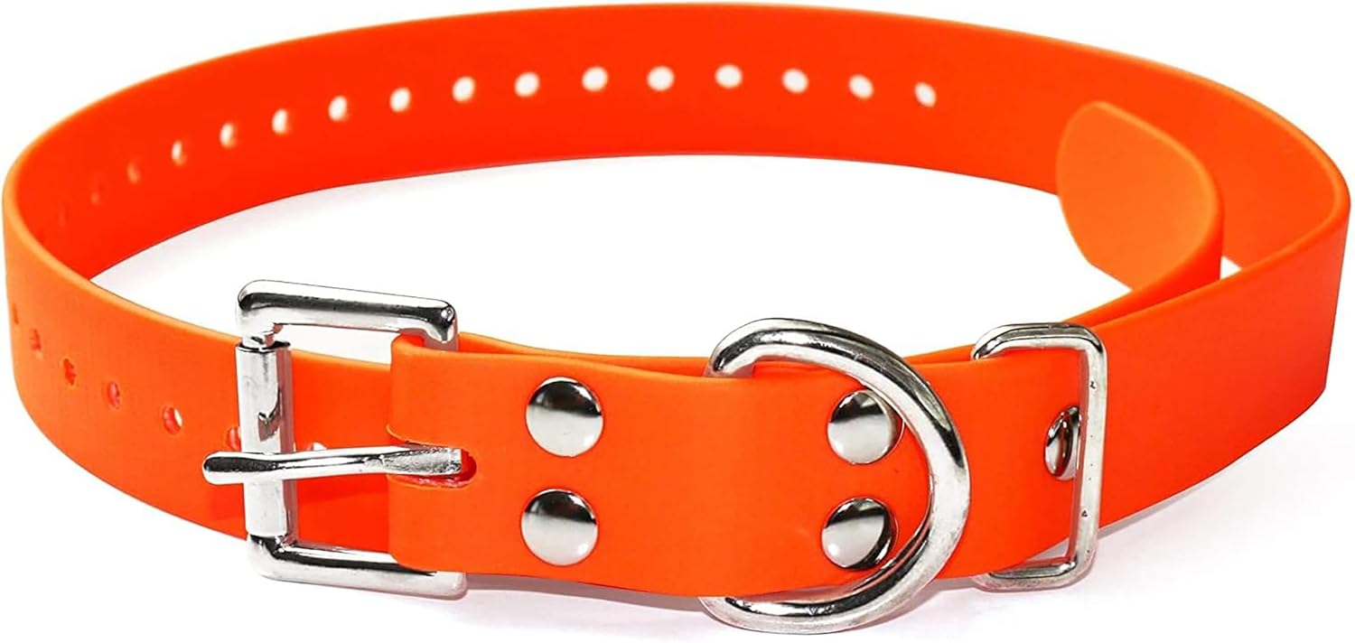 Educator Biothane Dog Collar, Waterproof, Odorproof, Metal Buckle and D Ring, Adjustable for Custom Fit, Cool and Comfortable, for Small, Medium, or Large Dogs, 3/4-Inch, Orange