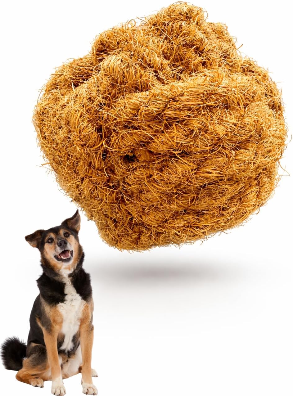Freya & Dax LLC Large Dog Chew Ball for Pet– Natural Coconut Husk Toy Gently Textured for Interactive Play – Plastic-Free, Non-Toxic, Eco-Friendly, Compostable – for Medium & Large Dogs
