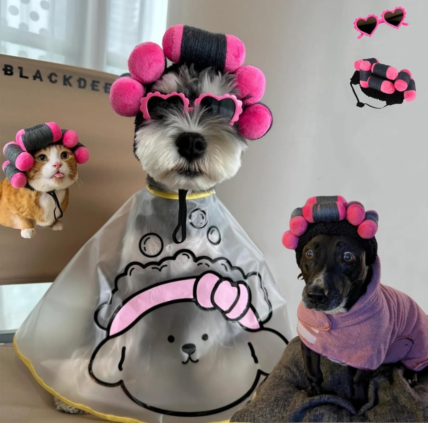 Funny Dog Curler Wig Costume & Glasses – Adjustable, Soft & Warm Pet Wig for Small, Medium & Large Dogs & Cats – Perfect for Halloween, Christmas & Parties (Fits Pet Head Circumference 6-27 Inch)