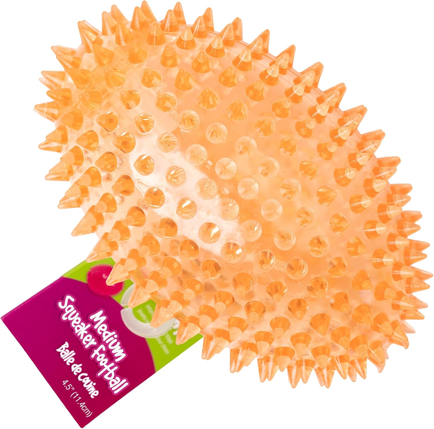 Gnawsome™ 4.5” Spiky Squeaker Football Dog Toy – Large, Cleans Teeth and Promotes Good Dental and Gum Health for Your Pet, Colors Will Vary,All Breed Sizes