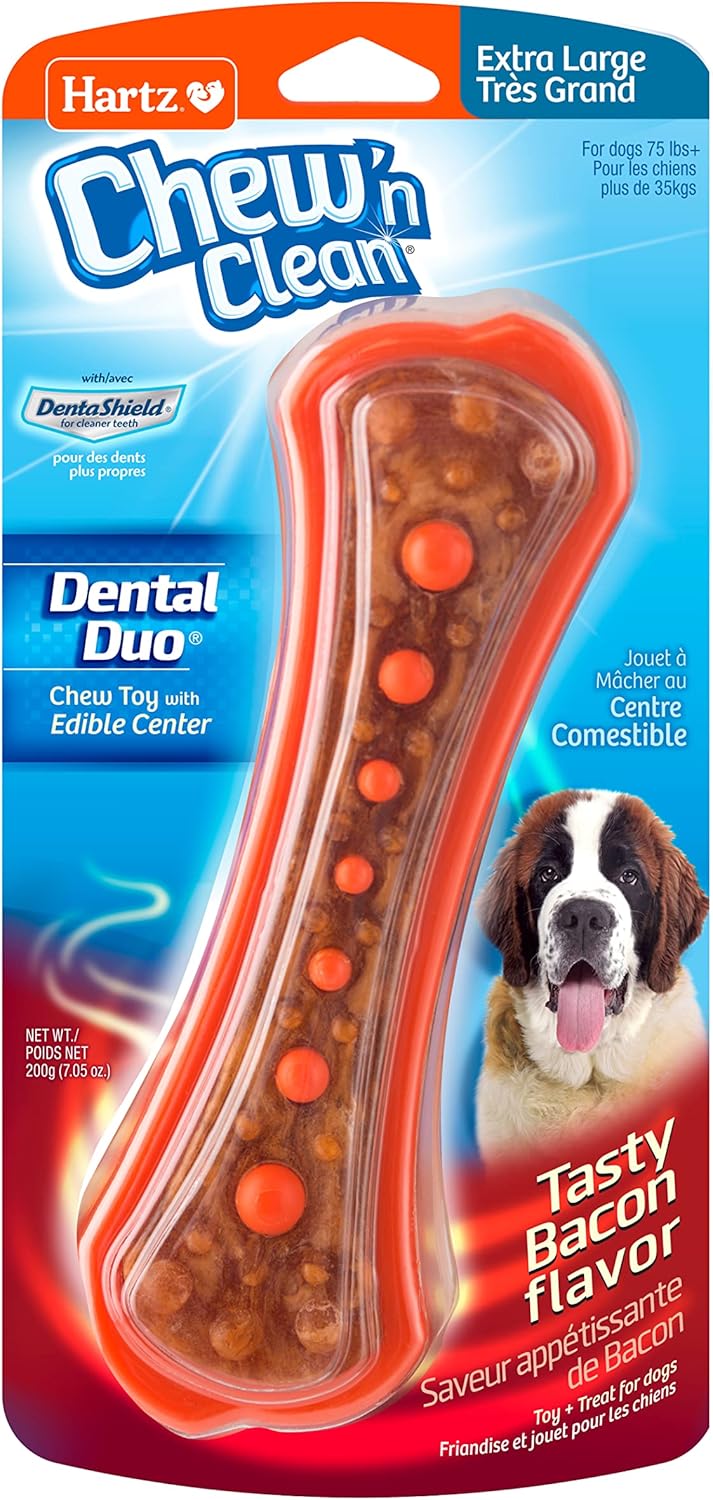 Hartz Chew ‘n Clean Dental Duo Bacon Flavored Dental Dog Treat & Chew, Extra Large