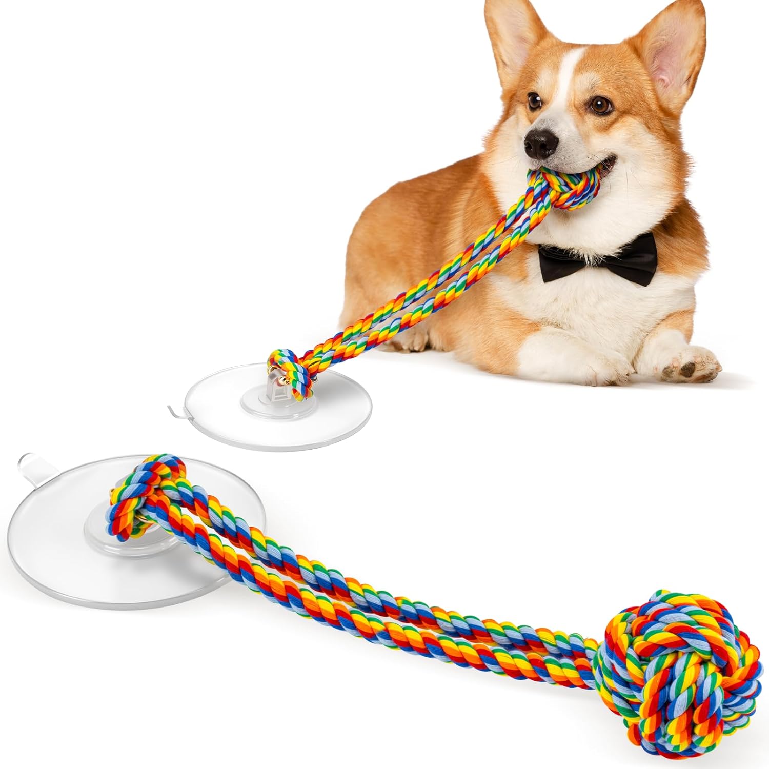 Interactive Dog Toys to Keep Them Busy, Tug of War, Dog Enrichment Toys for Aggressive Chewers, Puppy Teething Toys,Durable Rope & Chew Ball, Indoor Toys Small Dogs，Rainbow