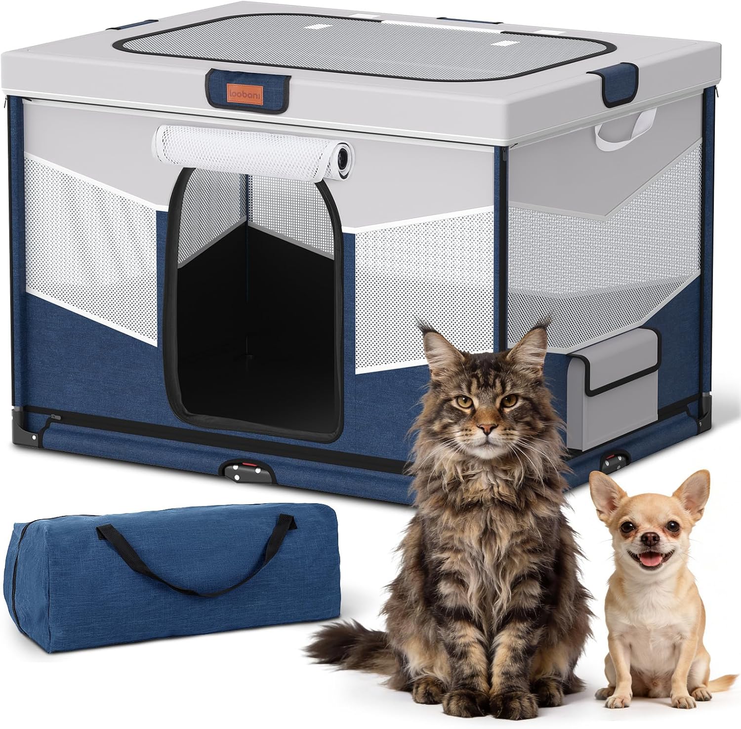 LOOBANI Foldable Dog Playpen for Small Dogs–Sturdy Puppy Playpen Indoor Outdoor with Full-Zip Washable Fabric Enclosure, 690D Waterproof Oxford Fabric, Portable Pet Crate with Carry Bag,32”x24”x22”