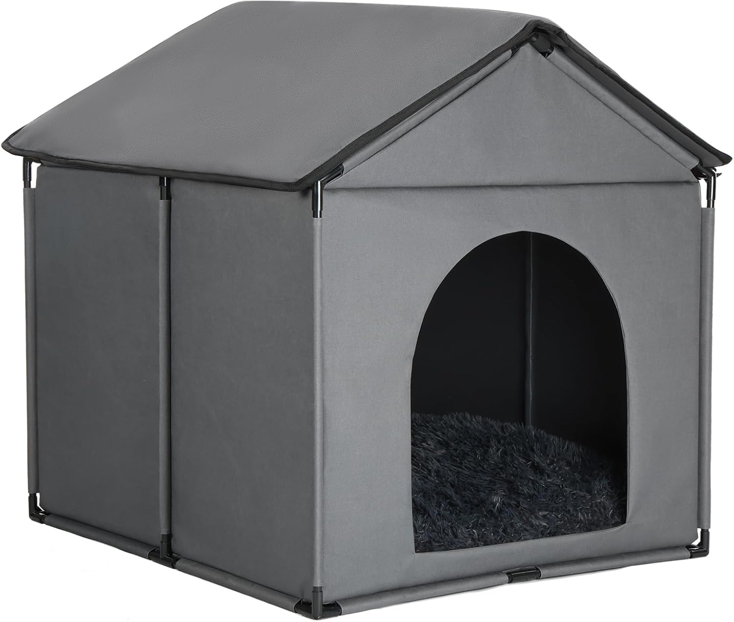 Large Dog House Soft Indoor (Int 30x28x23in/Ext 31x30x31in) for Labrador, Husky, Samoyed, Golden Retriever, German Shepherd, Large Pet House with Soft Cushion, Oxford Fabric, Gray