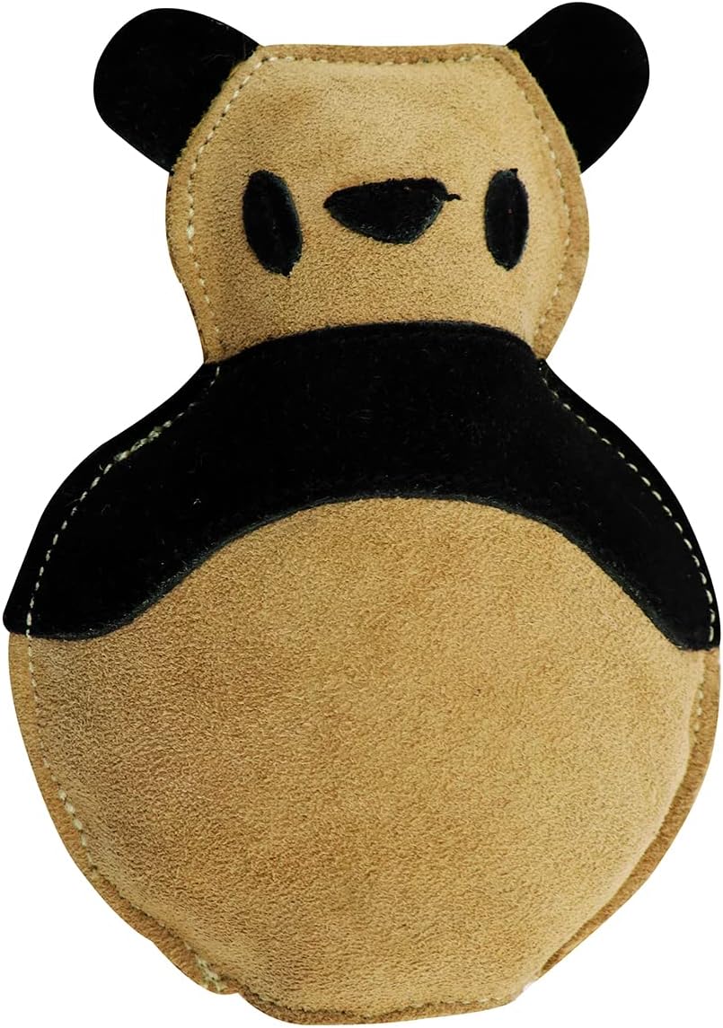 Natural Suede Leather Dog Chew Toy, Panda Shape Interactive Pet Toy for Adult Dogs and Puppies, Durable Design for Daily Chewing, Tug Play and Indoor Training Use