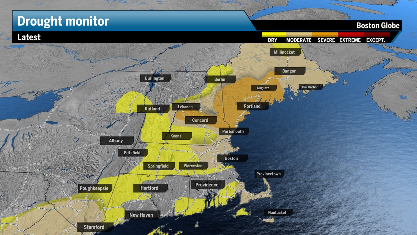 Portions of each New England state remain in some level of drought, especially most of Maine, although Mass. has shown marked improvement over the past several months.