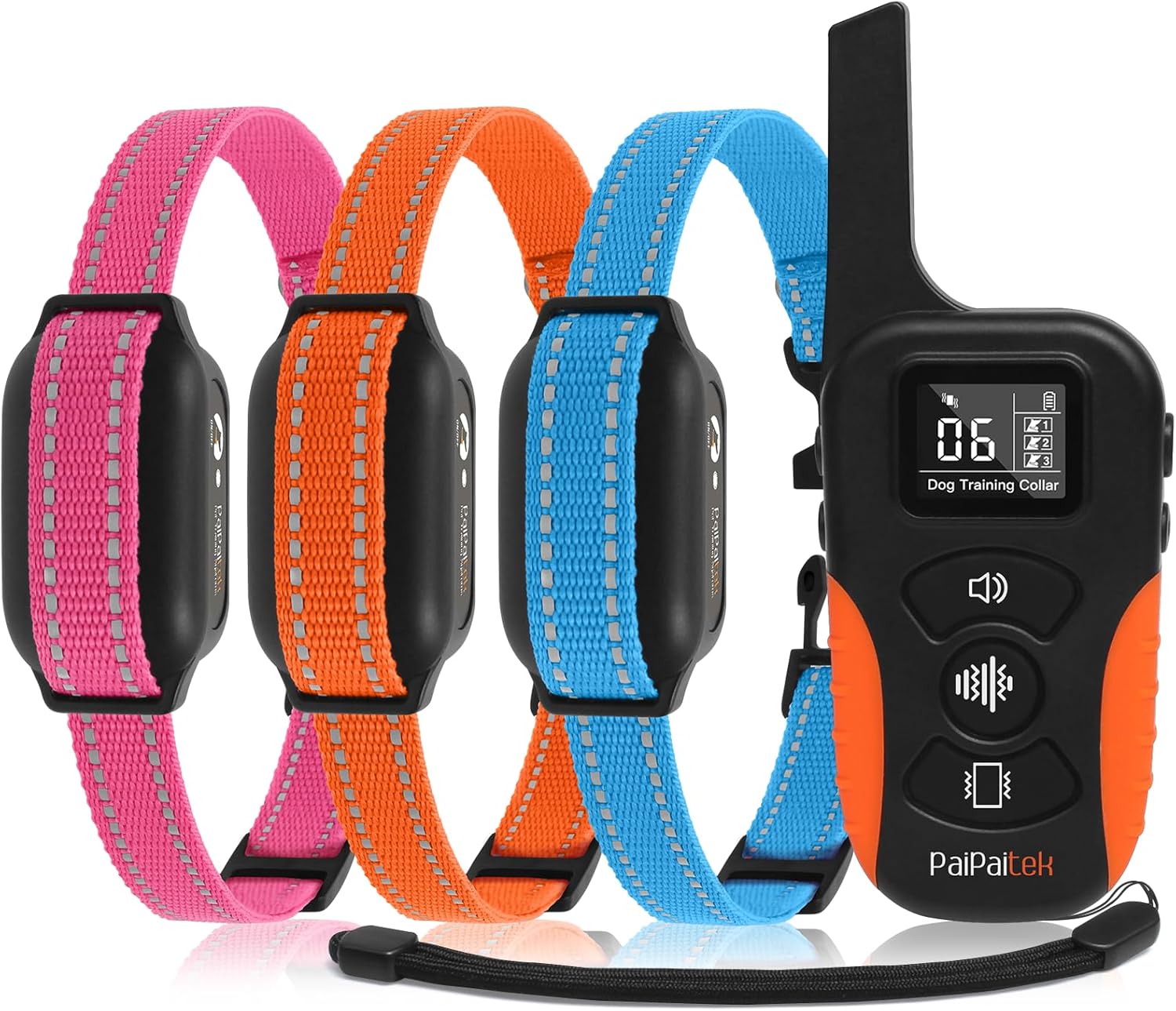 PaiPaitek No Shock Dog Training Collar for 3 Dogs, 9 Levels Vibration & Beep, Waterproof Vibrating Dog Collar with Remote 3300ft, Buzz Collar for Small Medium Large Dogs 5-120 lbs – No Prongs