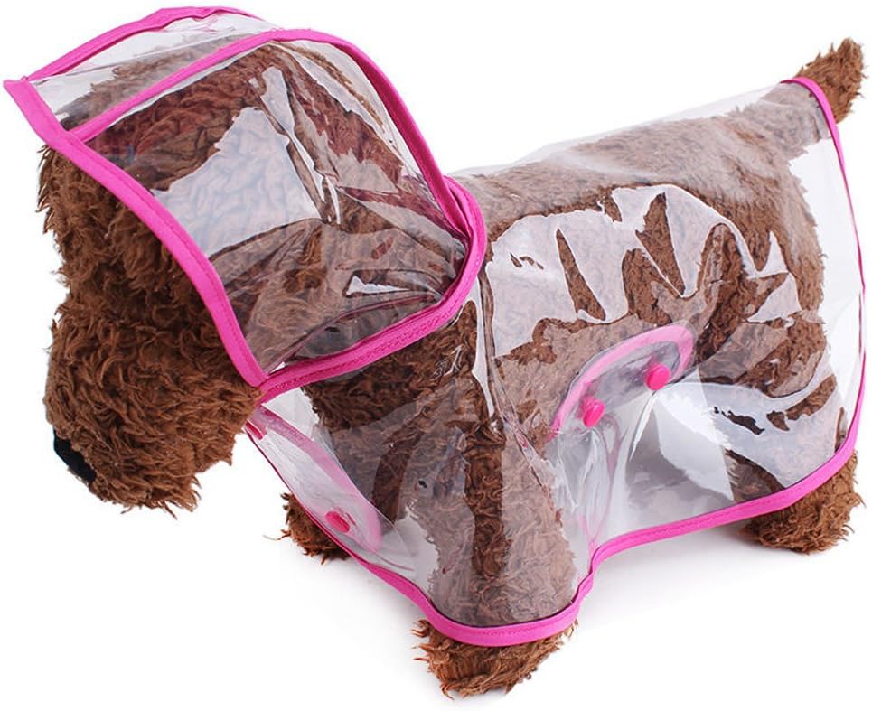 Pet Raincoat,Small Dog Waterproof Puppy Raincoat Coat Transparent Pet Dog Rainwear Clothes for Small Dogs Cats (XS, Pink)