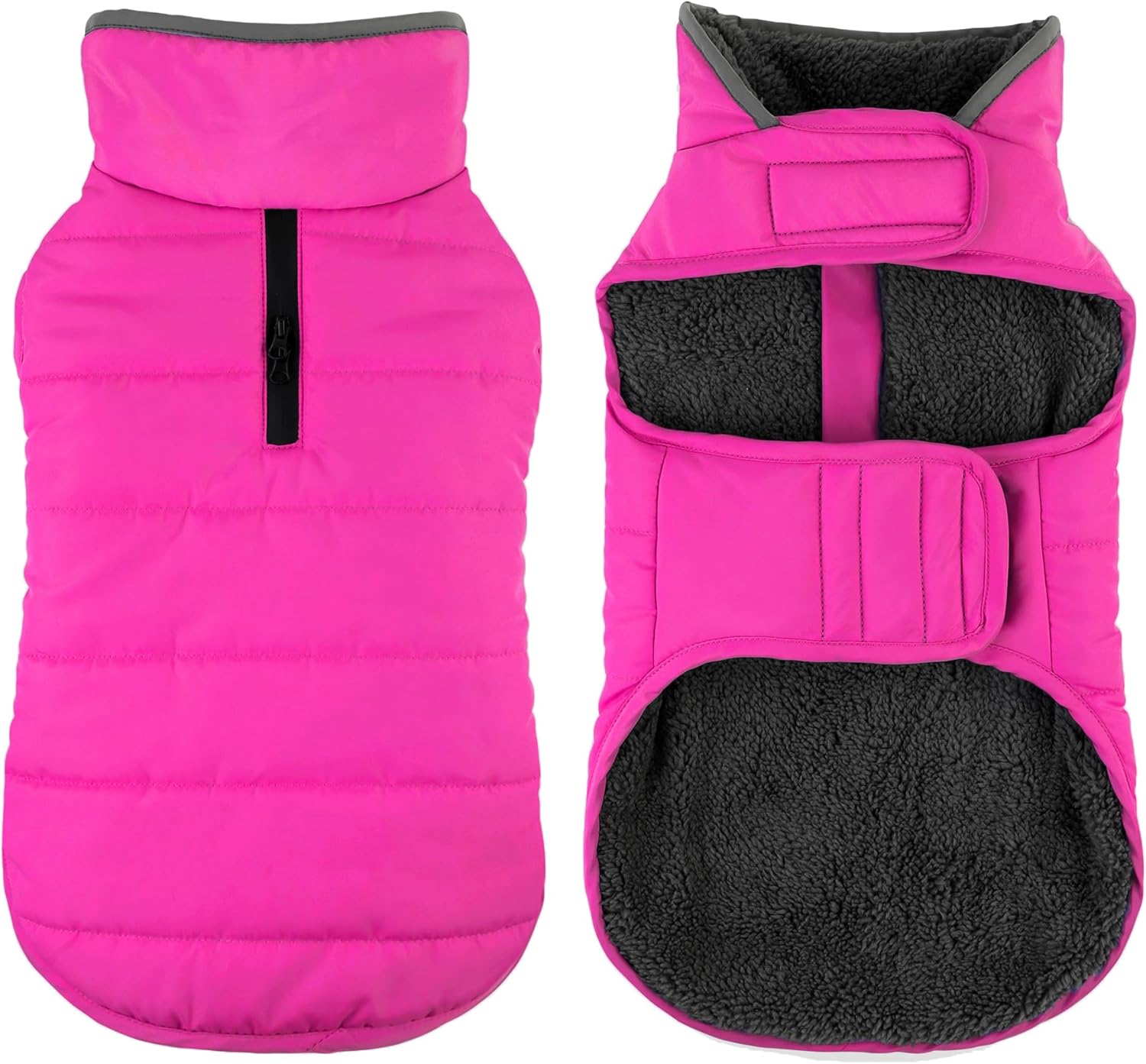 Petglad Dog Winter Coat, Waterproof Dog Jacket with Leash Hole, Reflective Adjustable Pet Snow Vest, Warm Fleece Sweater for Small Medium Large Dogs – Pink, L