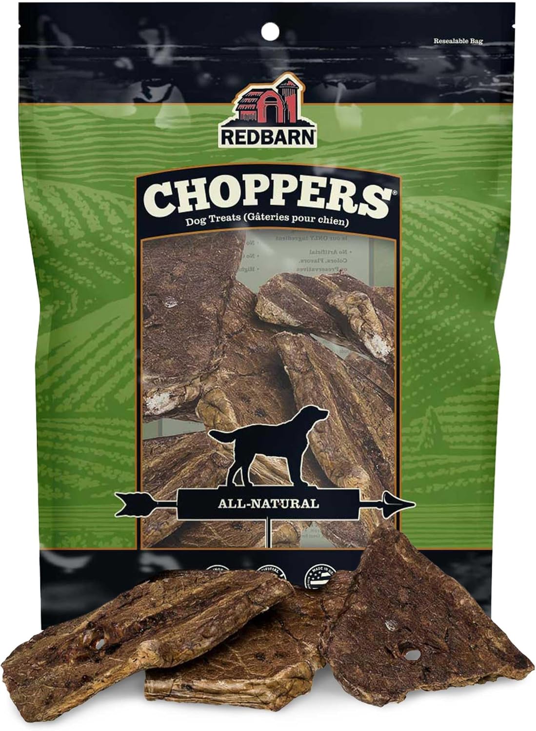 Redbarn Pet Products Natural Choppers Beef Lung Chew Treats for Dogs – Premium Made in USA Rawhide-Free Single Ingredient High Protein Low Fat – 9 oz Bag