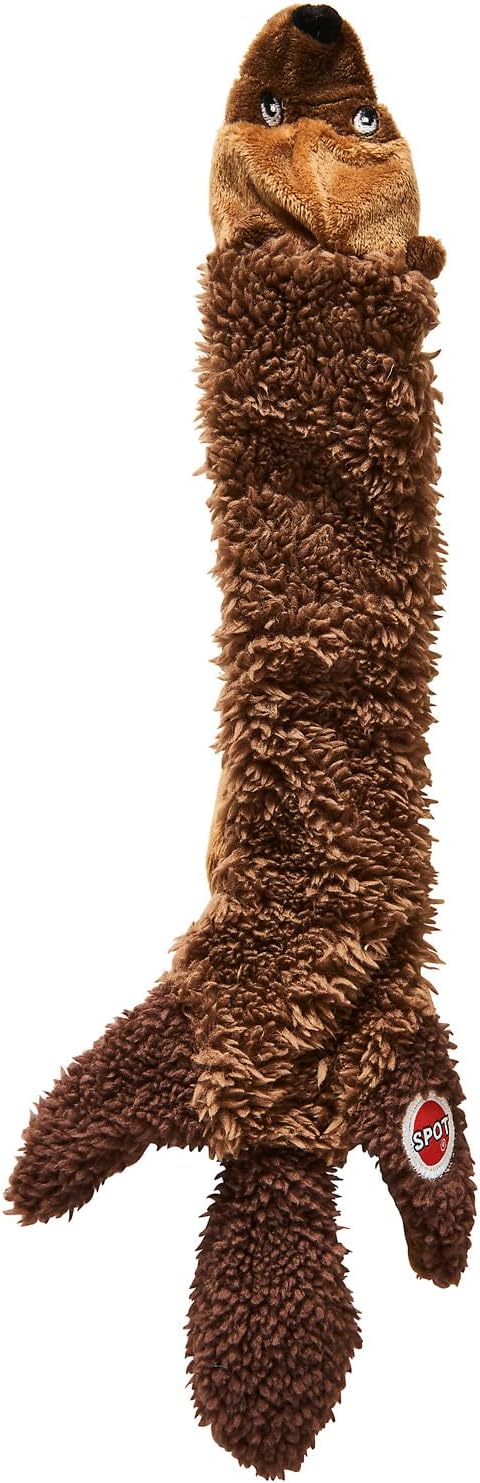 SPOT Love The Earth Mink, Stuffing Free Plush Dog Toy with Squeaker and Crinkle, Made with Recycled Plastic Bottles, 14 inch, for Small and Medium Gentle Chewers