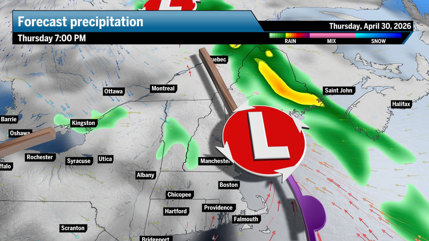 Showers for Boston, heavy rain up north
