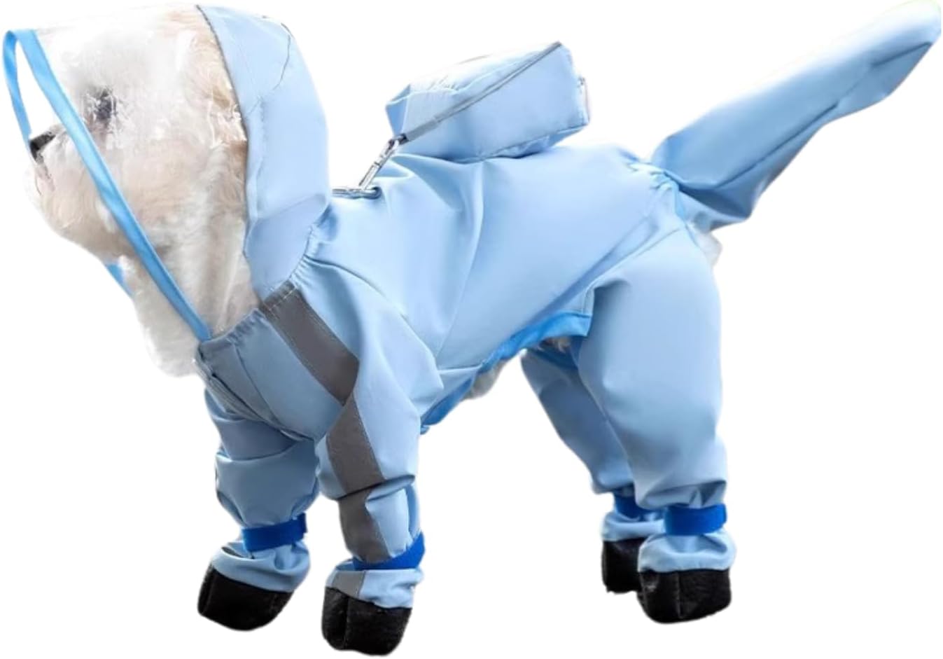 Small Dog Raincoat, Tail Protect Feet Cover Waterproof Dog Rain Jacket Rain Coat for Puppy Small Dogs(Blue,L)