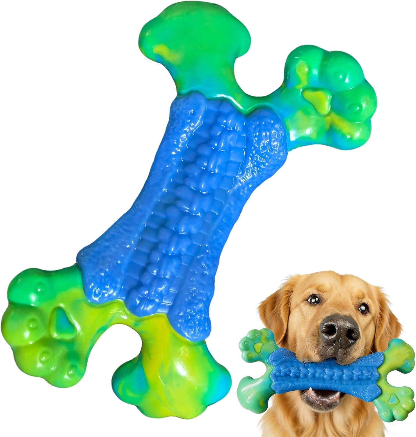 Tough Dog Toys for Aggressive Chewers, Dog Chew Bone,Indestructible Chew Toys for Medium Large Breed, Nylon Durable Chew Toy for Teeth Cleaning,Training,Bacon Flavor