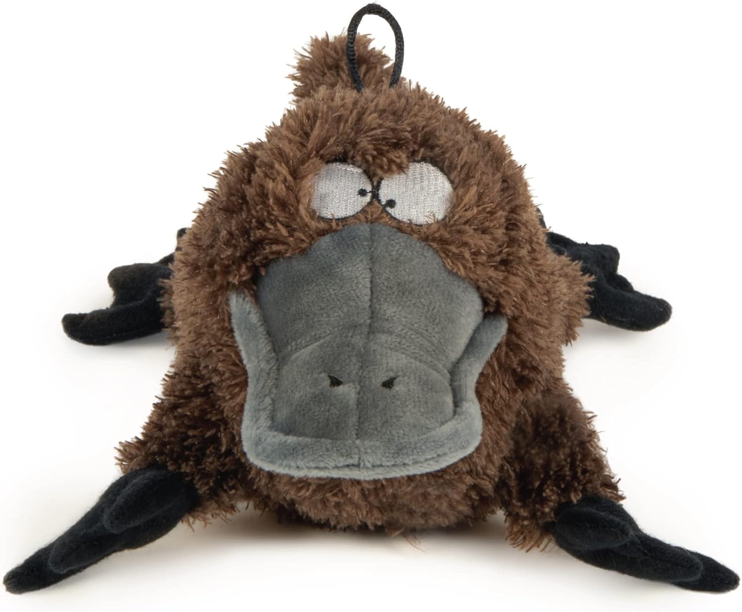 TrustyPup Strong ‘N Silent Platypus Silent Squeak Plush Dog Toy, Chew Guard Technology – Brown, Large