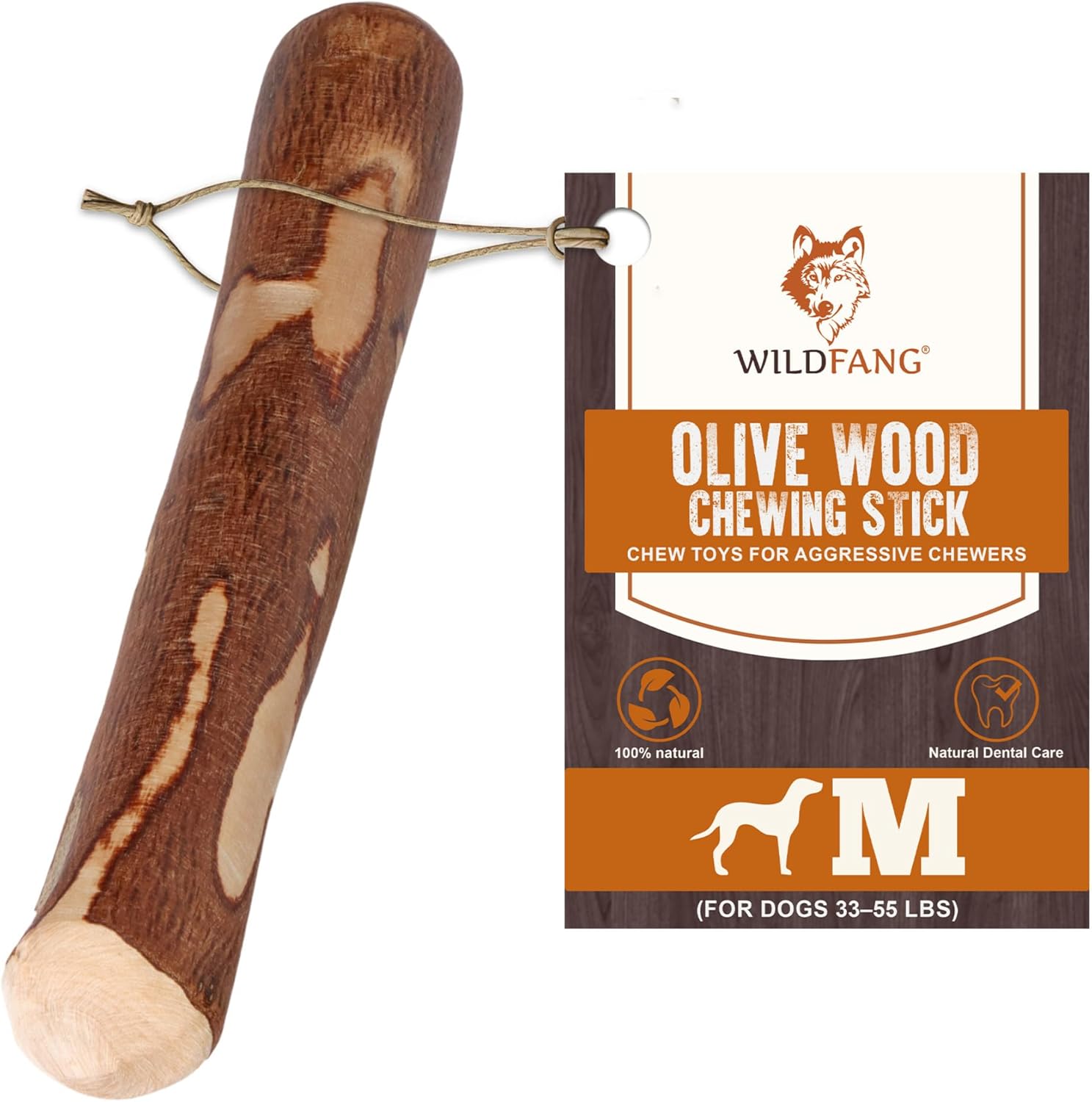 Wildfang® Olive Wood Chewing Sticks for Dogs, Medium – Tough Chew Toys for Aggressive Chewers, Puppy Chew Toys for Teething, Training for Chewing Muscles, Olive Wood Stick for Dog (33-55lbs)