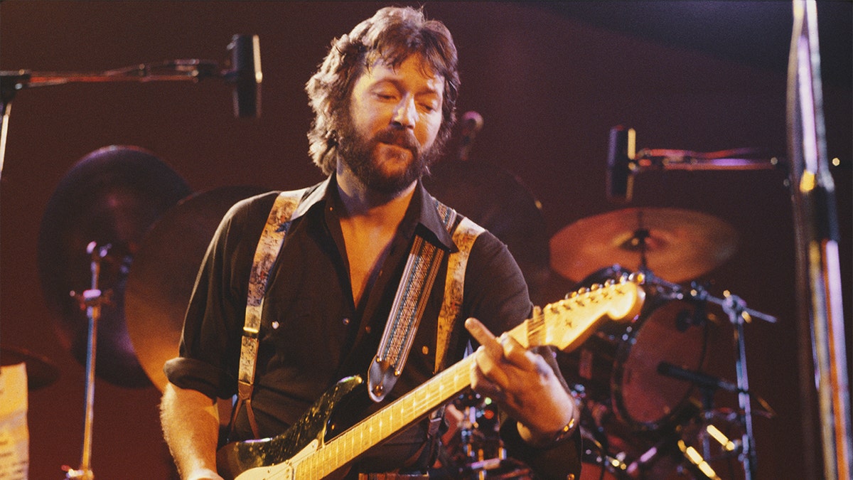 English guitarist Eric Clapton performing on stage