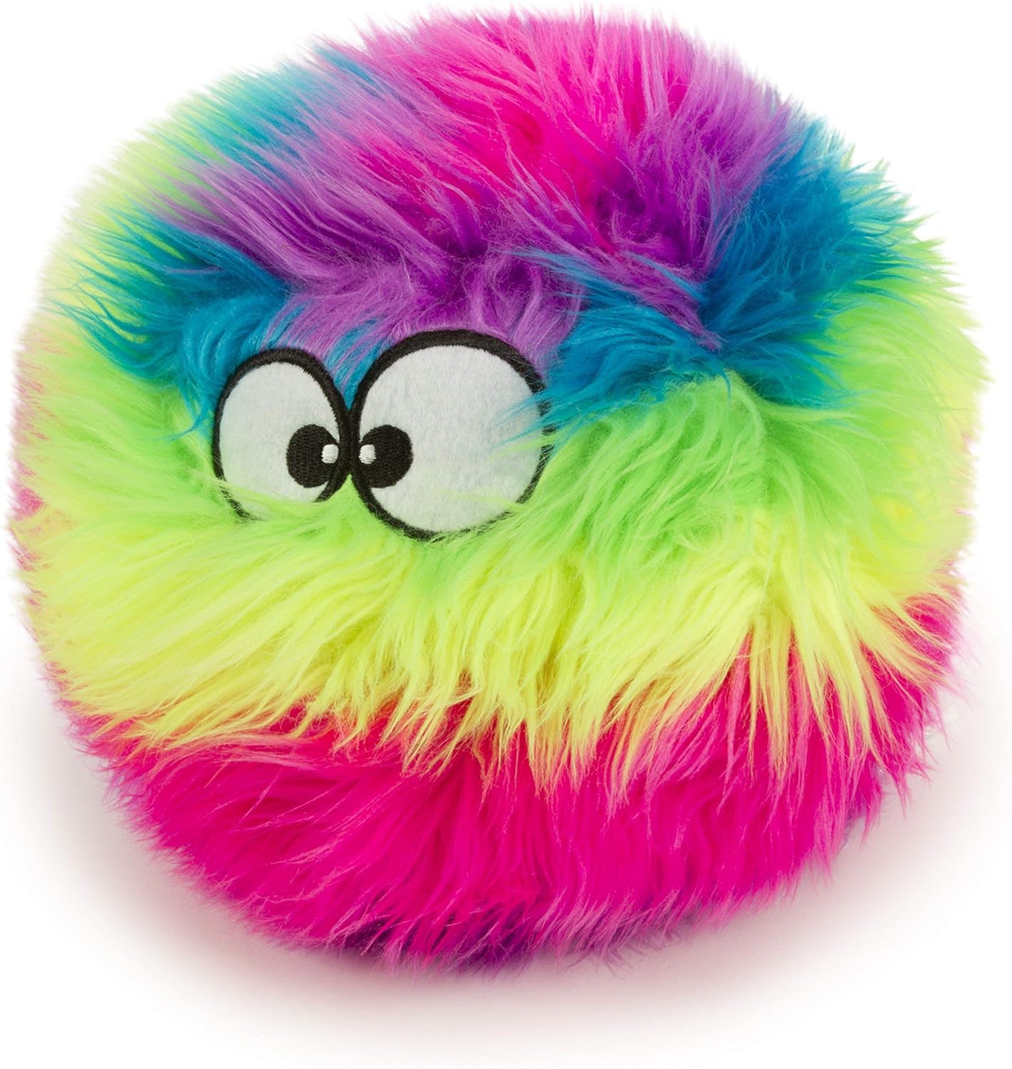 goDog Furballz Squeaky Plush Ball Dog Toy, Chew Guard Technology – Rainbow, Large