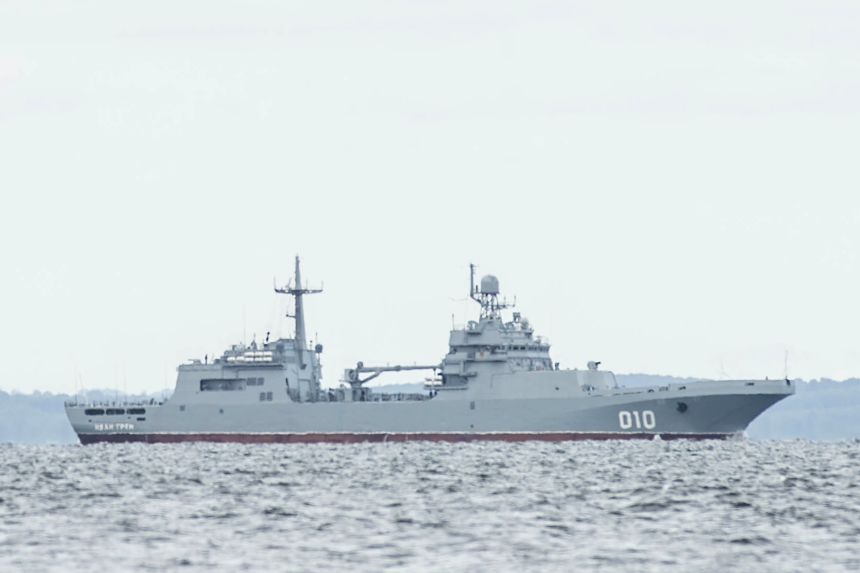 The Ursa Major sank soon after the Ivan Gren, pictured off Denmark in August 2022, arrived on the scene, letting off red flares which were followed by four explosions.