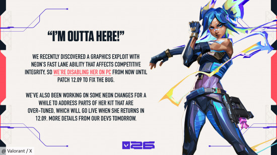 Valorant Neon disabled PC exploit changes coming: Riot explainer